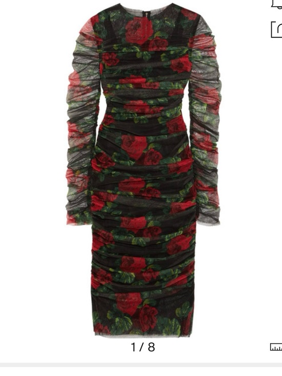 Dolce & Gabbana Dresses & Skirts - Dolce & Gabbana Black Midi Dress with Red & Green Floral Print, Italy Size 44